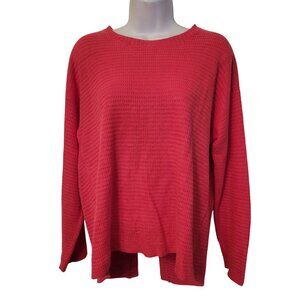 Eileen‎ Fisher Coral Waffle Knit Open Cardigan Sweater XS Organic Linen